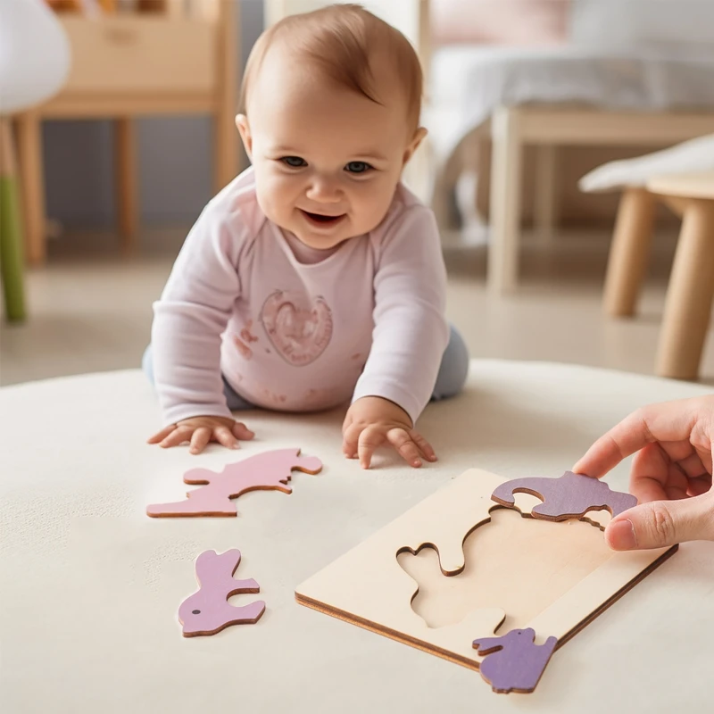 Rompecabezas de madera Montessori de dibujos animados para niños, juguetes educativos de Aprendizaje Temprano coloridos, Tangram, juguete cognitivo, regalo para niños