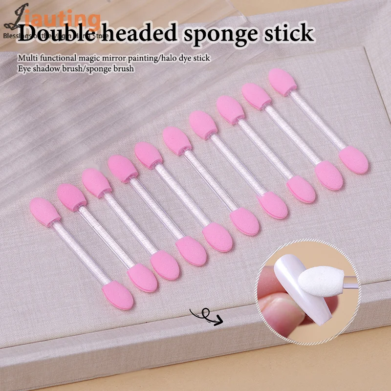 10 قطع من فرشاة ظلال العيون، عصا إسفنجية للمكياج الاحترافية، فرشاة تجميل مزدوجة النهاية لمستلزمات مستحضرات التجميل