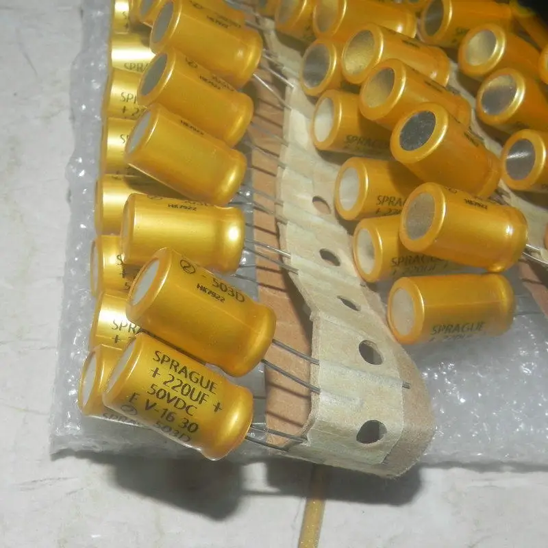 

2 шт./лот SPRAGUE 503D 50 В 220 мкФ алюминиевый электролитический конденсатор с вертикальным катодом
