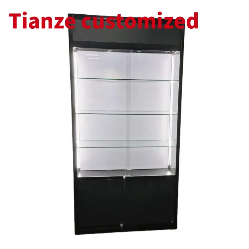 

(customized)Cheap Display Showcases Wooden Glass Showcase Lockable Display Cabinet with Led Lights