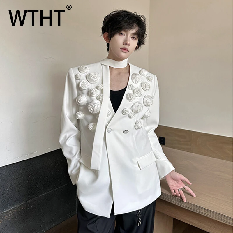 

WTHT модный мужской тяжелый непромокаемый пиджак с 3D цветами, модная куртка с длинными рукавами, мужская куртка 2021, лето 2A1188