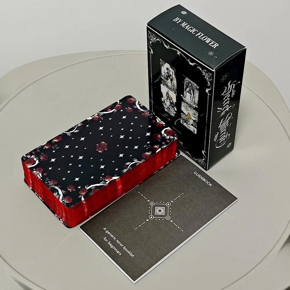 Secret Mirror Tarot Deck 10.3*6cm 78 Pcs Rider Tarot Cards with Red Gilded Edges Guidebook