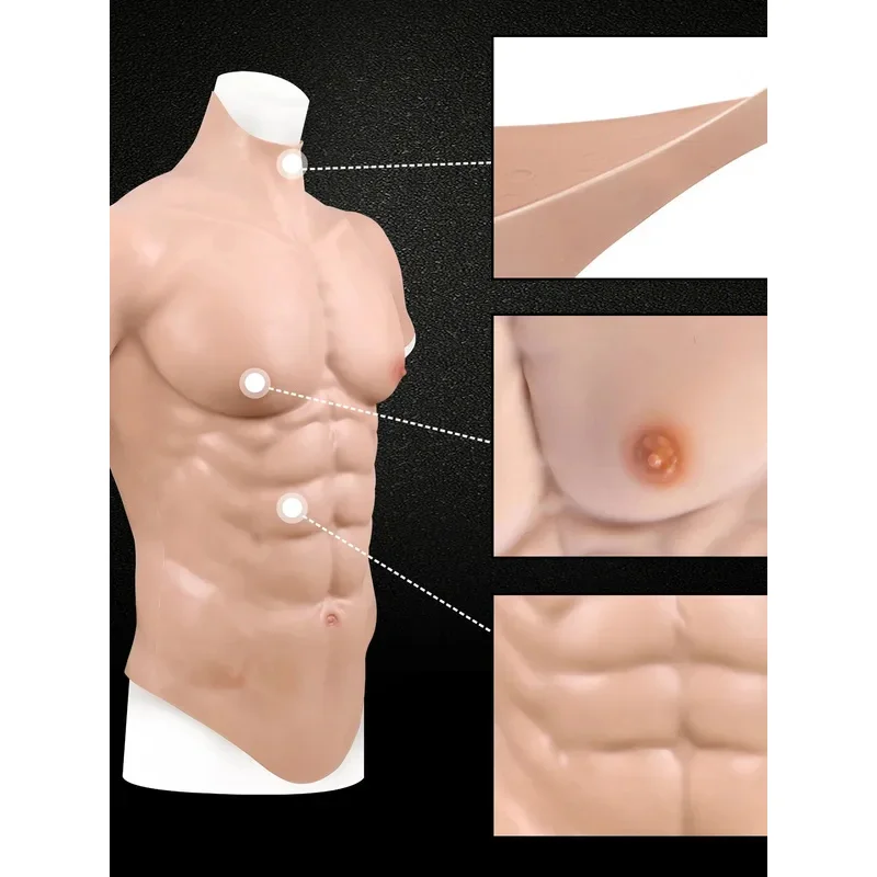 25COSNew اليدوية سيليكون العضلات الذكور الصدر سترة عضلات البطن عضلات واقعية ل تأثيري المتحولين جنسيا #5