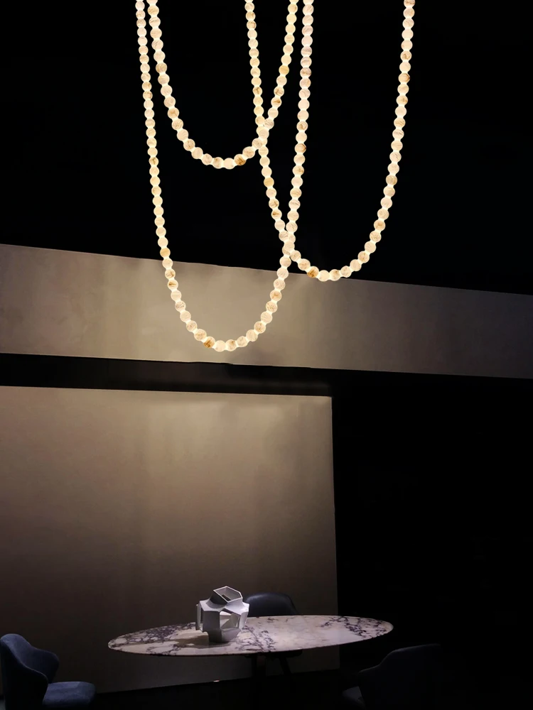 

The Necklace Of 18th Century 6cm Marble High Ceiling Pendant Light Alabaster Suspension Luminaire Lampen For Foyer Dinning Room