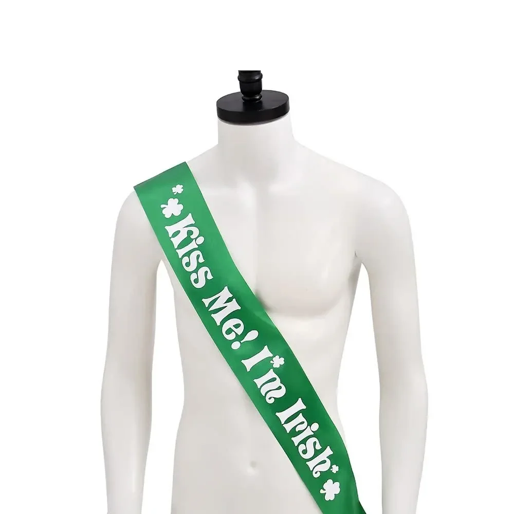 

Irish Festival Green Shoulder Strap Sashes IRISH Clover Etiquette Strap St. Patrick's Day Party Ball Strap