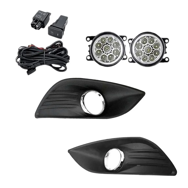 ไฟ LED หมอกไฟหน้าหมอกโคมไฟ Grille BEZEL Harness SWITCH Kit สําหรับ Ford Focus MK2 2009-2011