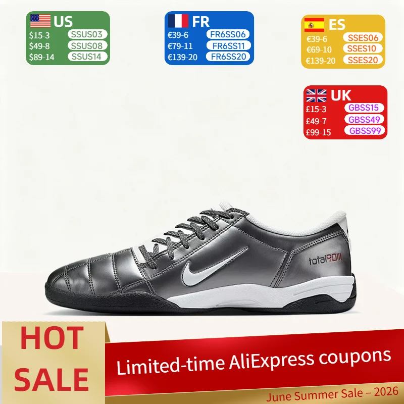 

Nike Total 90 III: Stylish, Versatile, Durable, and Lightweight Low-Top Soccer Cleats for Men in Silver and White HQ2851-001