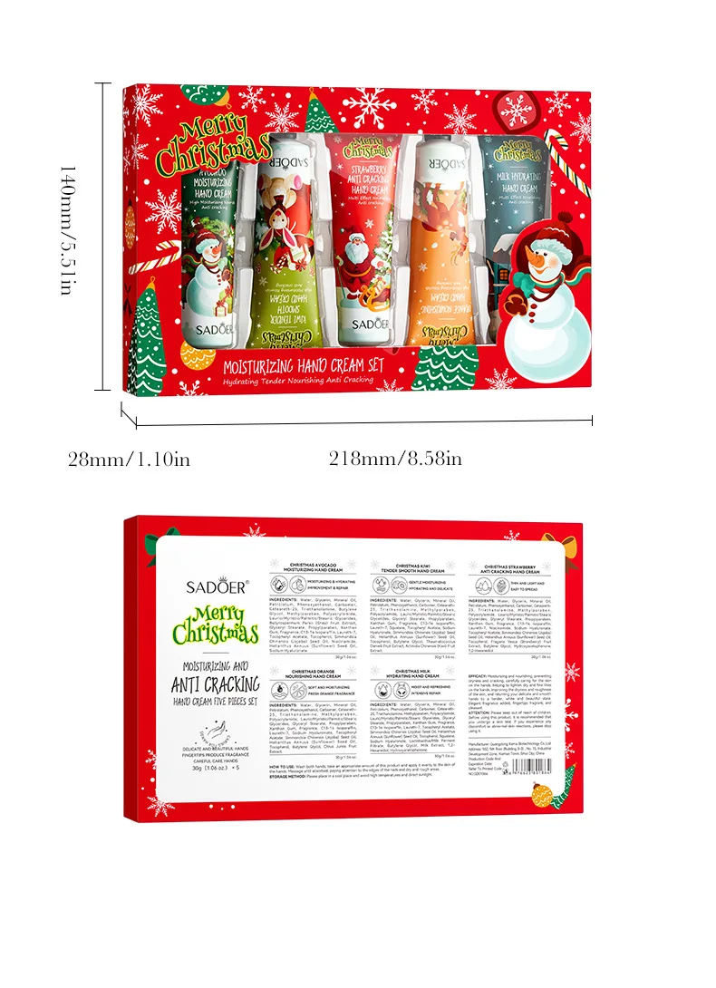 SADOER Christmas Gift Box Hand Cream Set Moisturizing Hydrating Anti Chapping Winter Skin Care Bulk Beauty Lotion Essentials