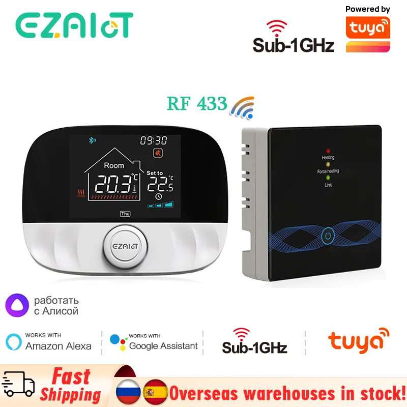 وحدة تحكم في درجة الحرارة اللاسلكية Tuya Thermostat Wifi RF لتسخين مياه غلاية الغاز تعمل مع Alexa Google Home