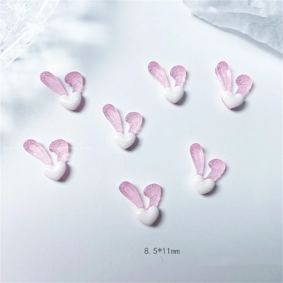 20pcs 3D Korean Rabbit Ear Resin Nail Art Charms Japanese Pink White Kawaii Jewelry Nail Rhinestones Decorations Accessories DIY