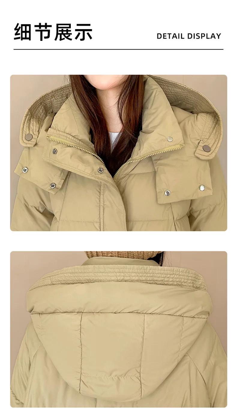 Winter Warmth Women's Mid-Length Down Cotton Jacket Over-the-Knee Parkas New Loose Quilted Coat Thickened Outerwear Trendy Tops