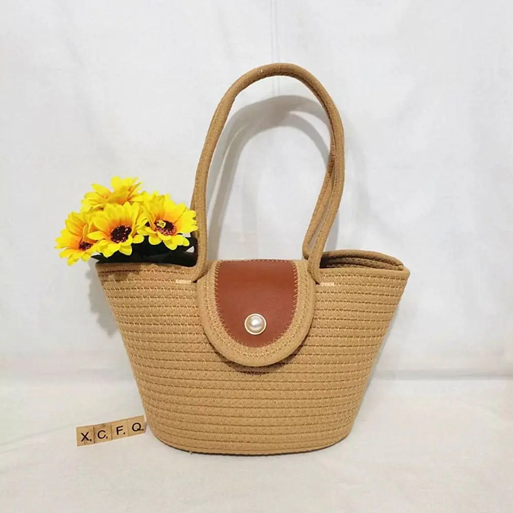 Travel Casual Pearl Large Capacity Shopping Bag Bohemian Beach Bag Shoulder Bag Korean Bag Woven Straw Bag Women Handbag