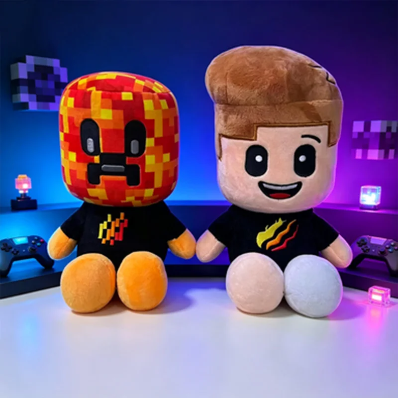 Soft Pixel Style Stuffed Plush Toy Cartoon Block‑Head Figure Doll Home Ornament Kids Boys Holiday Birthday Surprise Gift Fans