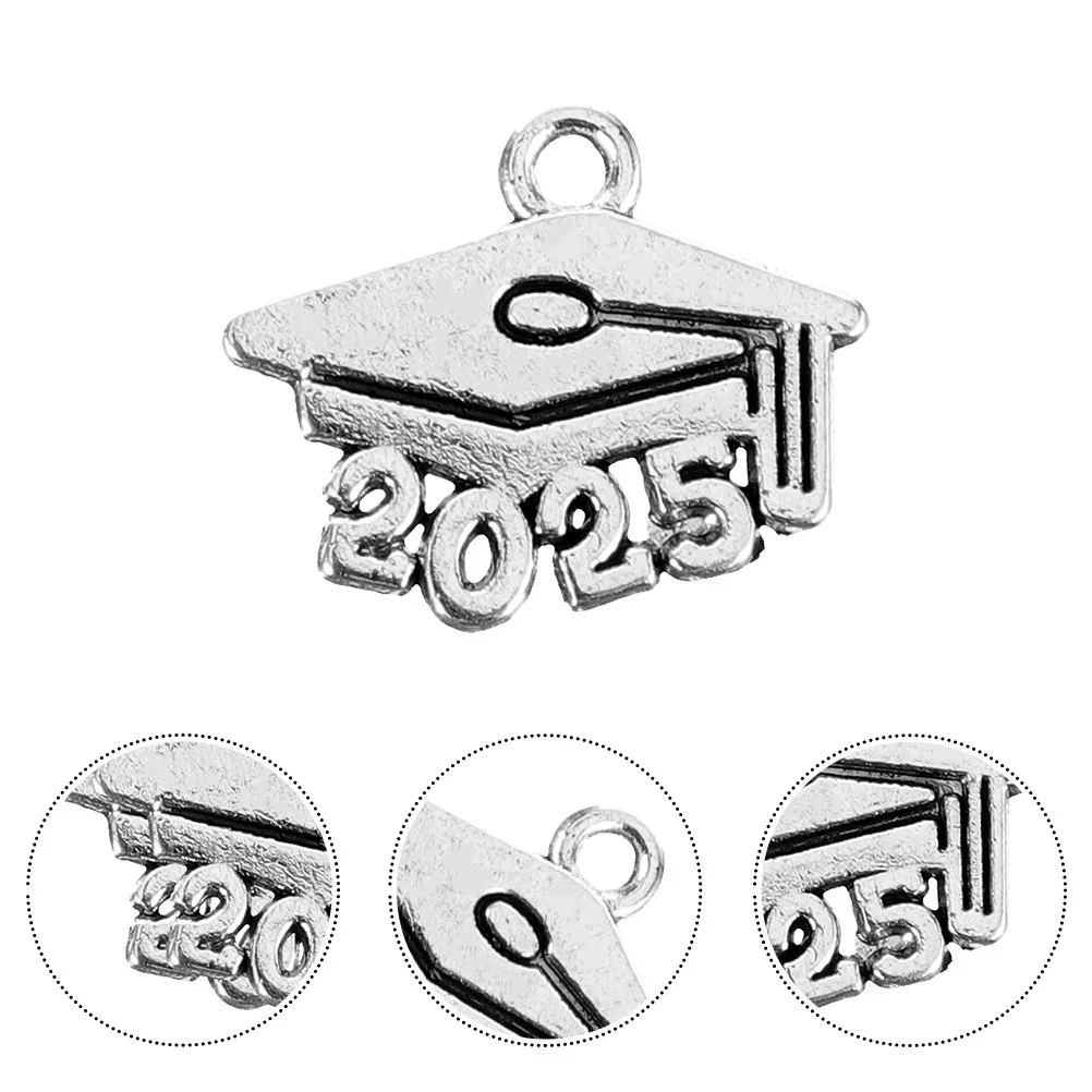 

15Pcs 2025 Graduation Pendants Elegant Cap Charms for DIY Jewelry Bracelets Necklaces Graduation Party Supplies