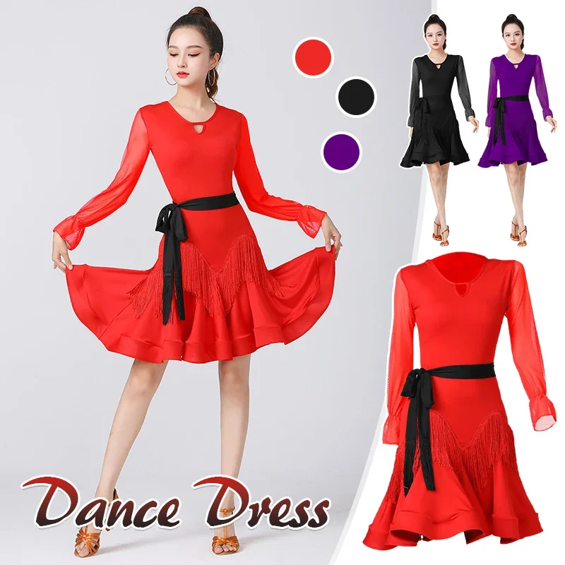 

Dance Wear New Sexy Latin Dance Dress Performance Dress For Women Practicing Fringe Skirt Line Dance Clothing 2024 Summer