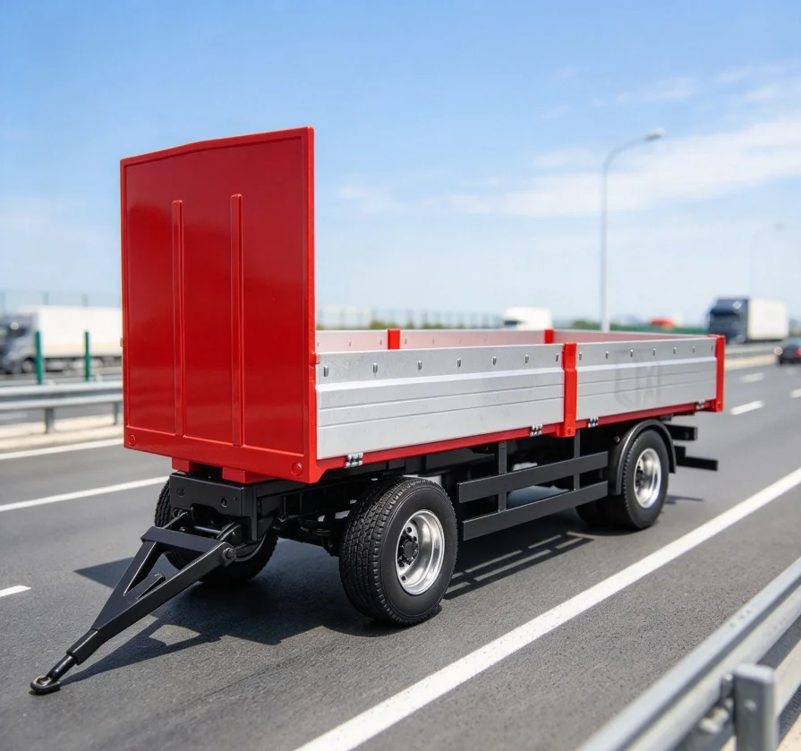 RC 1/14 Fully Trailer Truck 2-axle Trailer Tow Upgrade Retrofit for Tamiya Hydraulic Excavator Loader Dump Tripper DIY Parts