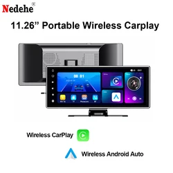 Lettore video multimediale con schermo CarPlay wireless portatile da 11,26 pollici Radio FM Wifi compatibile con Android Auto e Apple CarPlay