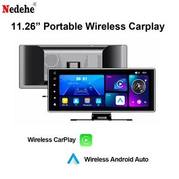 11,26 Zoll tragbarer kabelloser CarPlay-Bildschirm, Multimedia-Video-Player, Radio, FM, WLAN, kompatibel mit Android Auto und Apple CarPlay