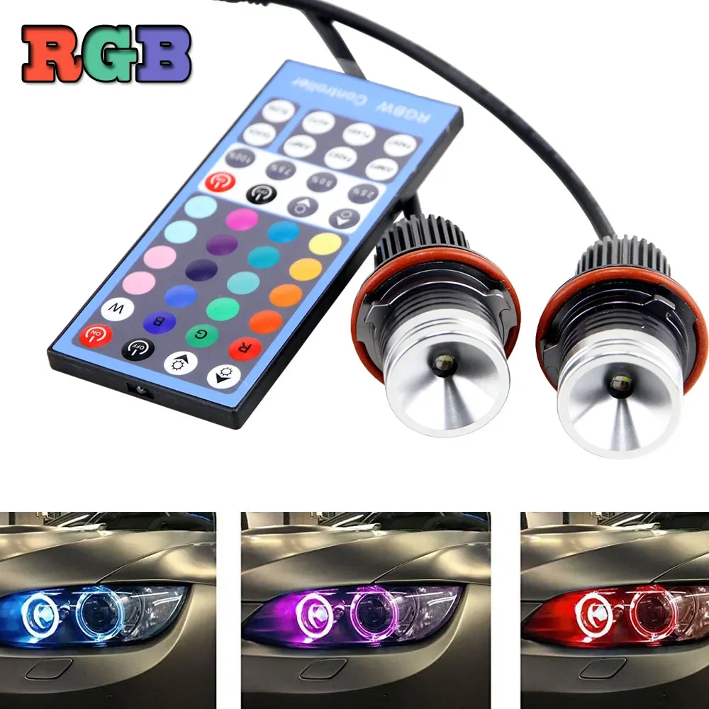 

2PCS RGB Multi-color IR Remote Control Led Angel Eye Halo Ring Position Light For BMW E39 E60 E61 E63 E64 E65 E66 E87 E89 X3 X5