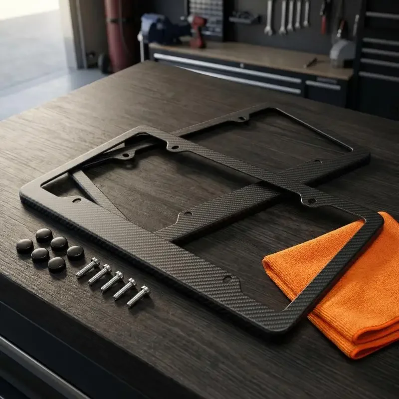 

1/2pcs Universal 30*15CM License Plate Frame Carbon Pattern Plastic License Plate Frame Bracket with Standard Screw Kits