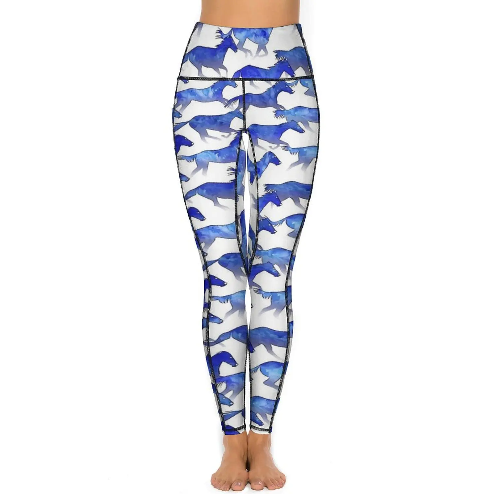 Running Horses Yoga Pants Sexy Watercolor Animal Leggings High Waist Running Leggins Female Fashion Quick-Dry Sport Legging