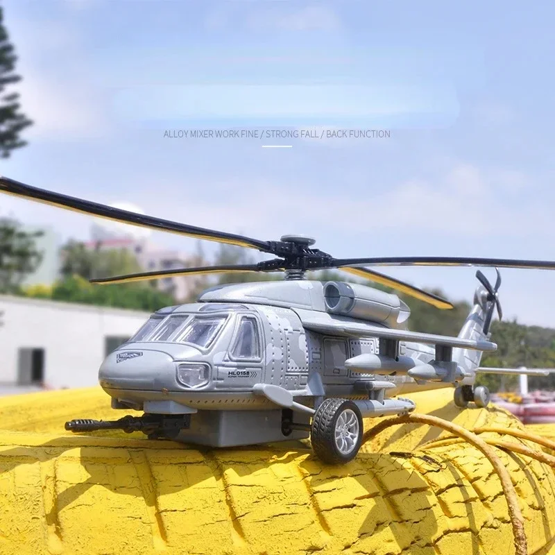 Black Hawk Armed Helicopter Simulation Sound Light alloy model Display Ornaments Gifts Collection FJ20