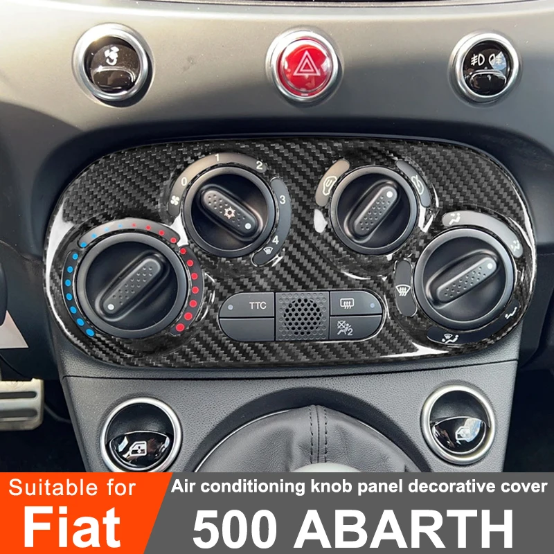 

For Fiat 500 Abarth Car Air Conditioning Knob Panel Carbon Fiber Stickers Protective Cover Car Interior Modification Accessories