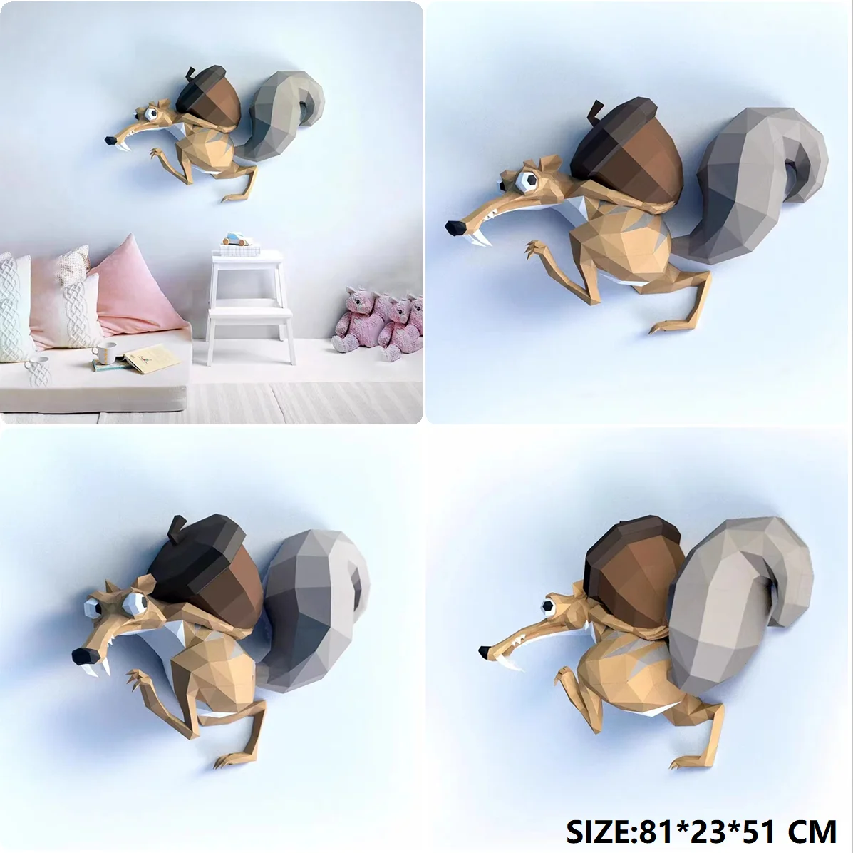 3D Paper Mold Squirrel Non-Finished Model Folding Paper Work DIY Craft Wall Hanging Home Decor Figurines Miniatures