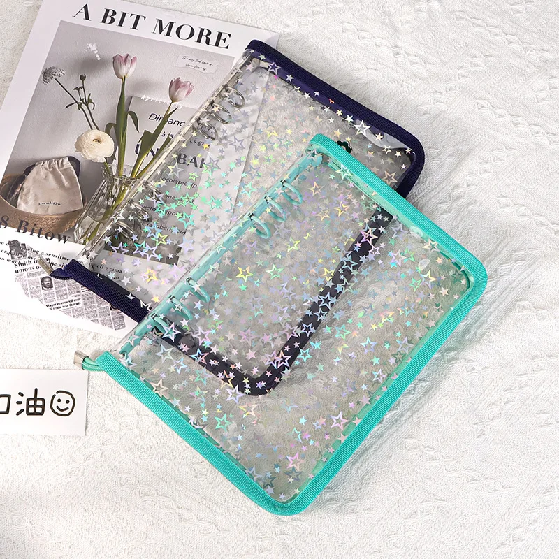 A5 Laser Star Colorful DIY Binder Photocards Collect Book Diary Agenda Planner DIY Cover Album Stationery