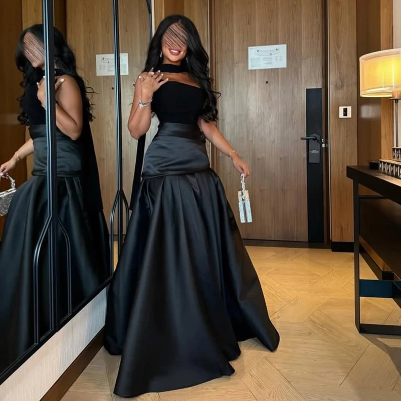 

Thinyfull Black A-Line Prom Evening Dresses Saudi Arabia Strapless Sleeveless Party Dress 2026 Cocktail Prom Gowns Customized