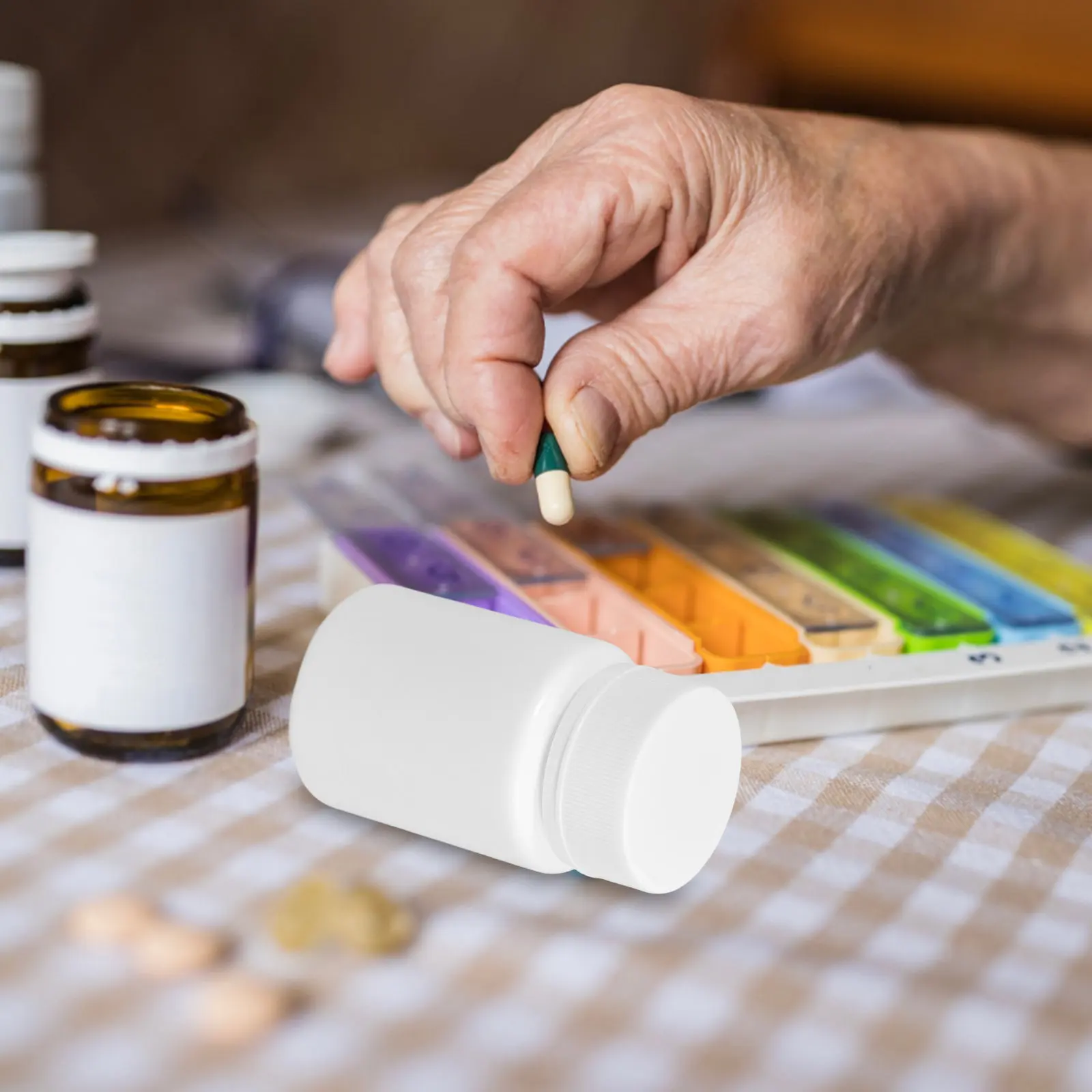 20Pcs 50Ml Empty White Medicine Bottles Hdpe Reagent Jars with Easy Open Screw Cap Aluminum Foil Seal for Oral Liquid Tablet