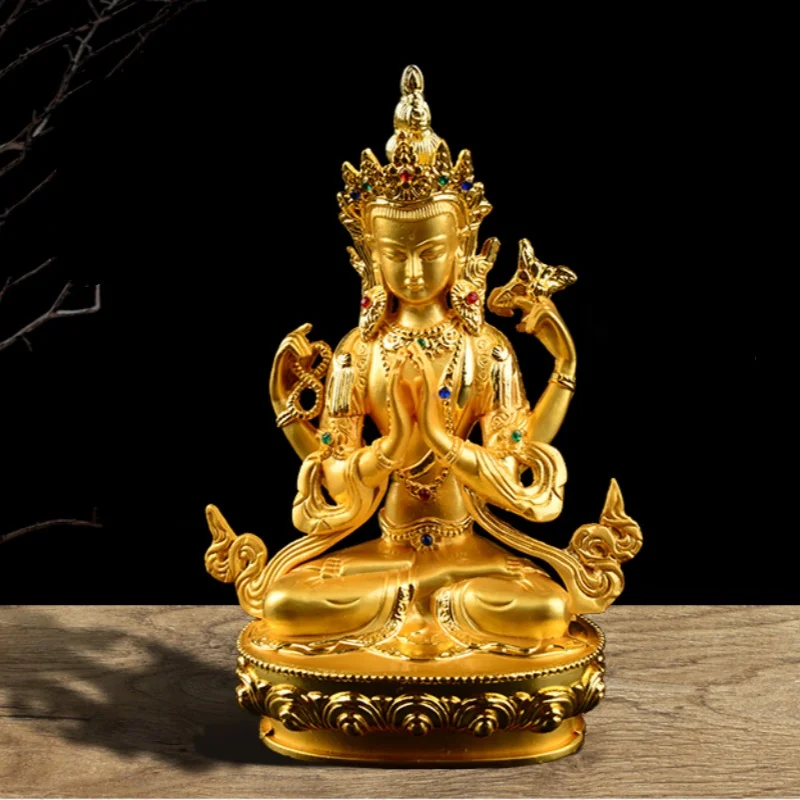 15cm alloy four armed Guanyin statue Nepalese Tibetan household Buddha statue Buddhist hall decoration