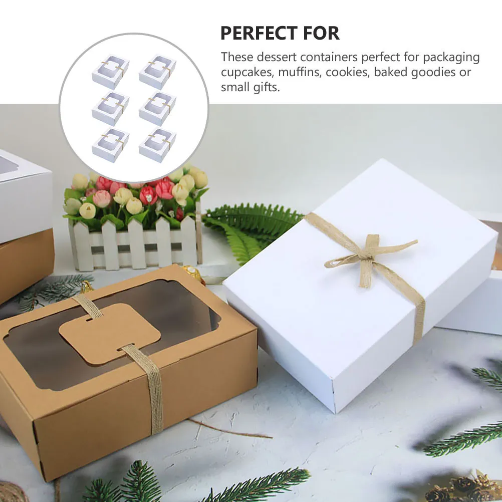 1Set Cake Box with Window Christmas Cupcake Container Eco-Friendly Paper Baking Supplies Dessert Packaging Box Cookie Holder