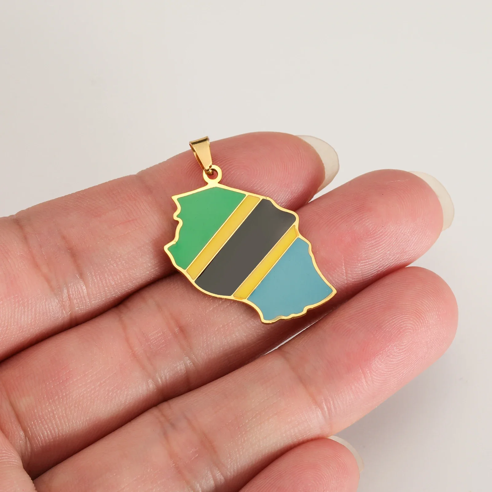 Tanzania National Map Stainless Steel Pendant DIY Can Be Made as Necklace Accessory for Men and Women