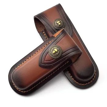 Leather Knife Sheath Genuine Cow Leather Buckle Belt Loop Cover Holder for Hunting Camping 1
