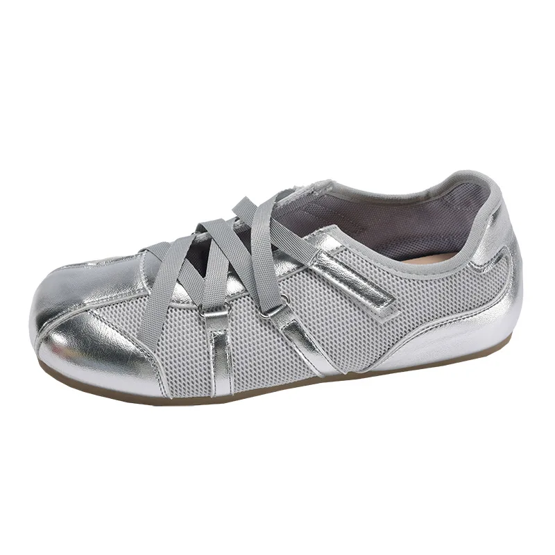 

Women Flats Shoes 2025 New Fashion Comfort Soft Sole Ballet Style Casual Shoes Breathable Mesh Non Slip Vintage Sneakers