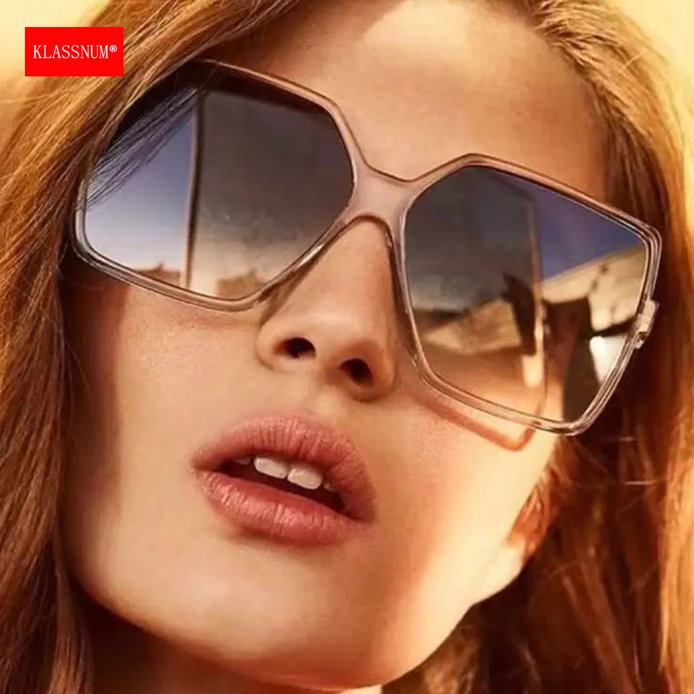 KLASSNUM Oversized Large Square Frame Sunglasses Ladies UV400 Protection Lens Decorative Sun Glasses Women 2026 Fashion Eyewear