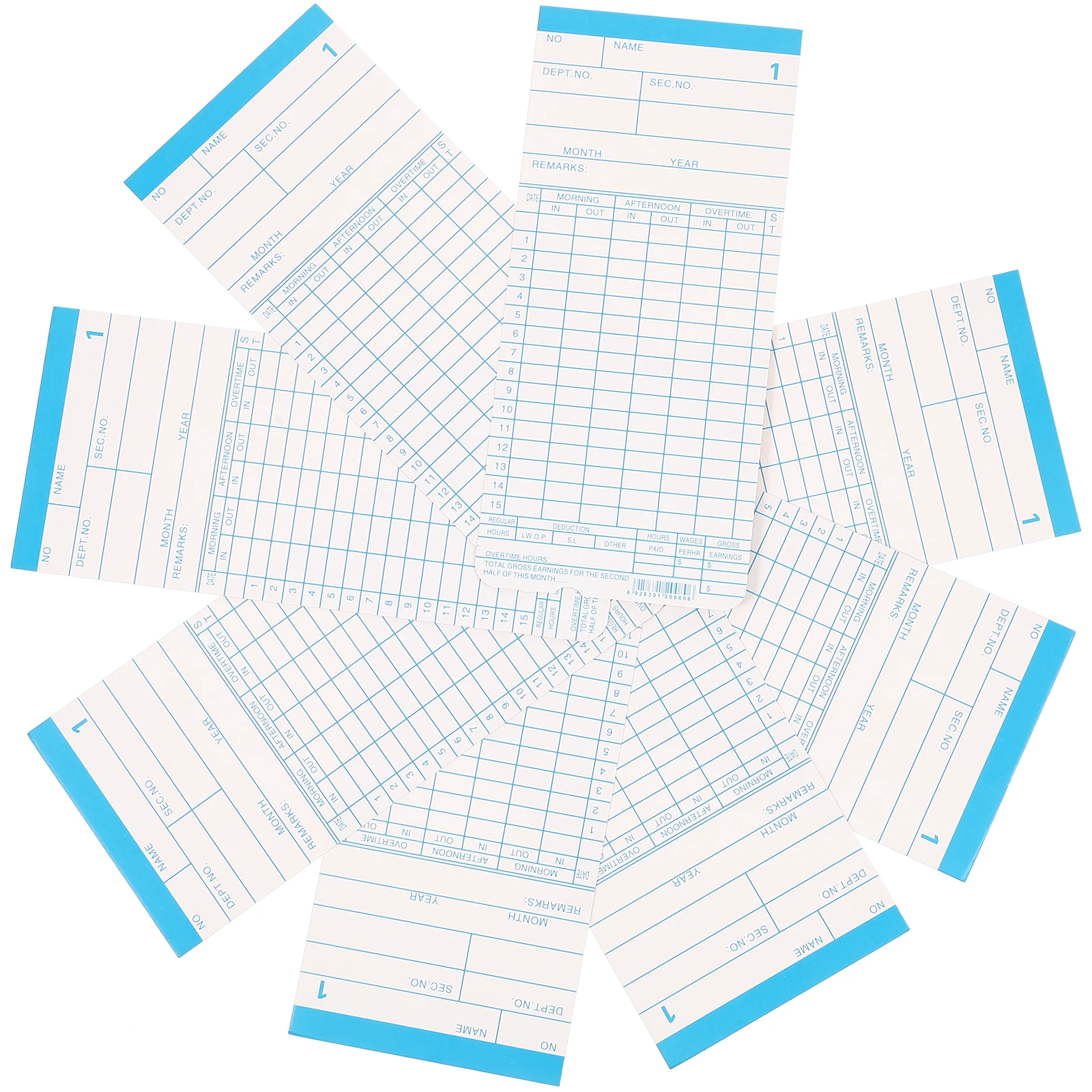 Attendance Paper Cards Daily Double Sided Timecards for Clocks English Microcomputer