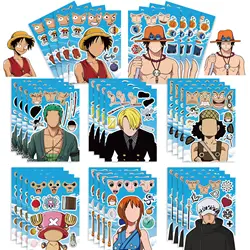 8pcs/set One Piece sticker Children DIY Puzzle Sticker Luffy Face Funny Anime Cartoon Assemble Stickers Kids Toys Boy Girl Gifts