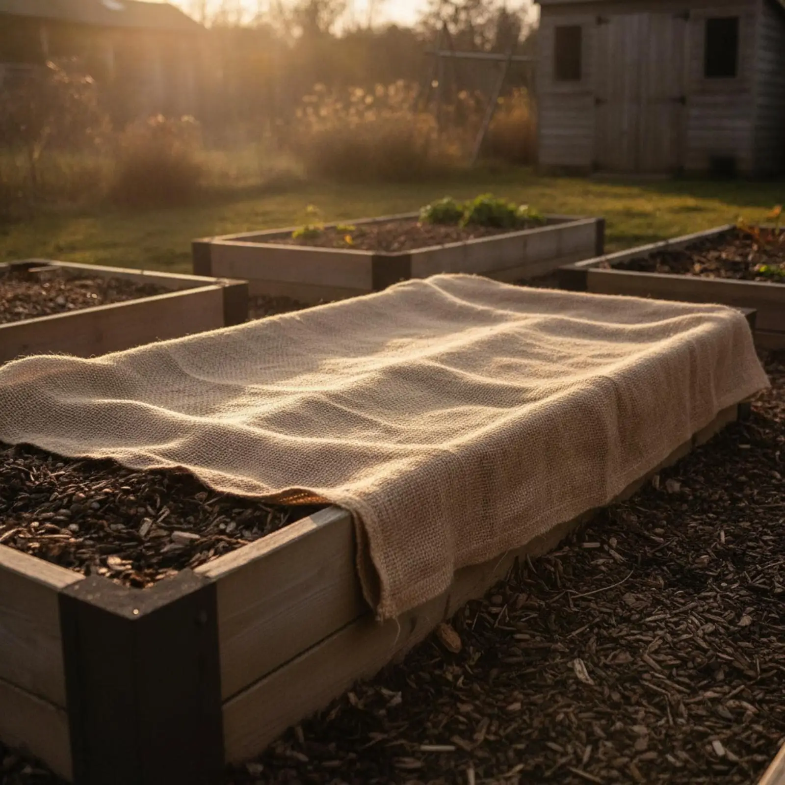 Plant Frost Cover Jute Burlap Sheet for Winter Garden Protection Lightweight Cuttable Wrap for Shrubs Flowers