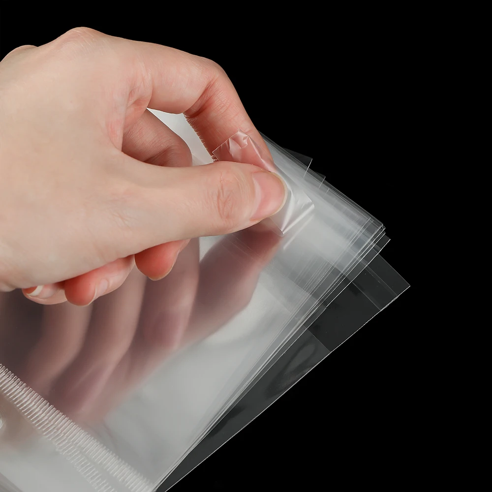 100pcs Transparent Self Adhesive Bag Plastic Hanging Opp Pouches Seal Gift Bag for Jewelry Display Retail Package Storage Bags