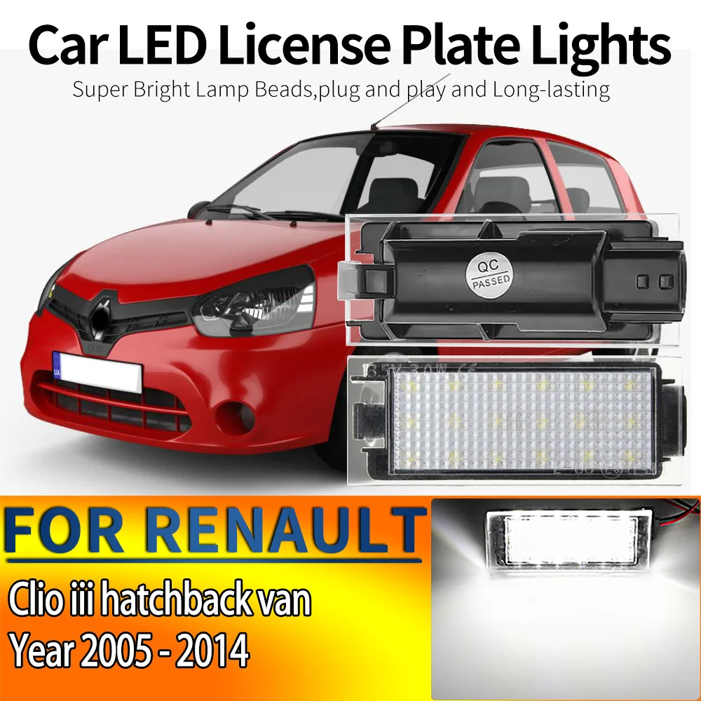 For RENAULT, Clio iii hatchback van, Sb_;sr_ 2005-2014 LED License Plate Light Bulbs Auto Accessories Car-Styling Number Lamps