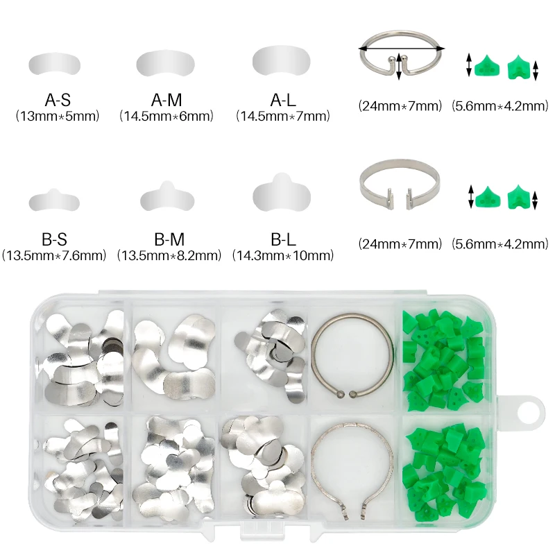 歯科用金属マトリックス断面輪郭マトリックスバンド、クランプ分離リング、シリコンアドオンウェッジ、歯科医ツール、140個