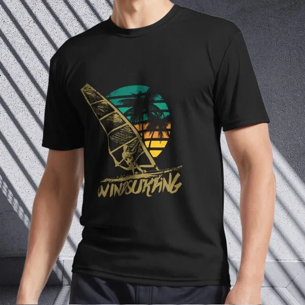 

BEST ONE Sunset Windsurfer Retro Windsurfing Logo T-Shirt Funny Size S to 5XL