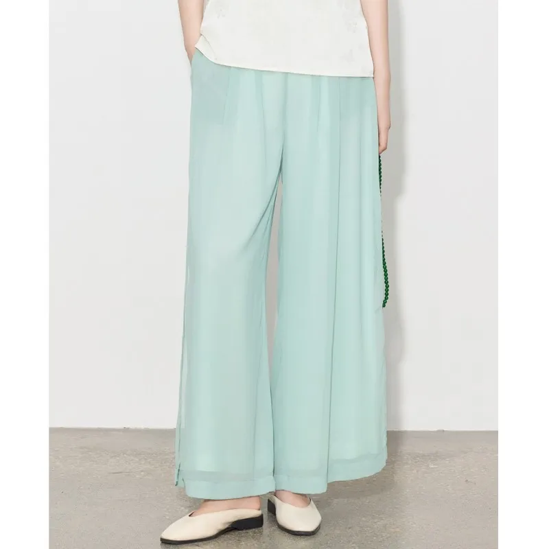 Johnature 새로운 중국어 와이드 레그 하카마 바지 여성 여름 국가 얇은 하이 웨이스트 드레이프 편안한 캐주얼 크로프트 바지