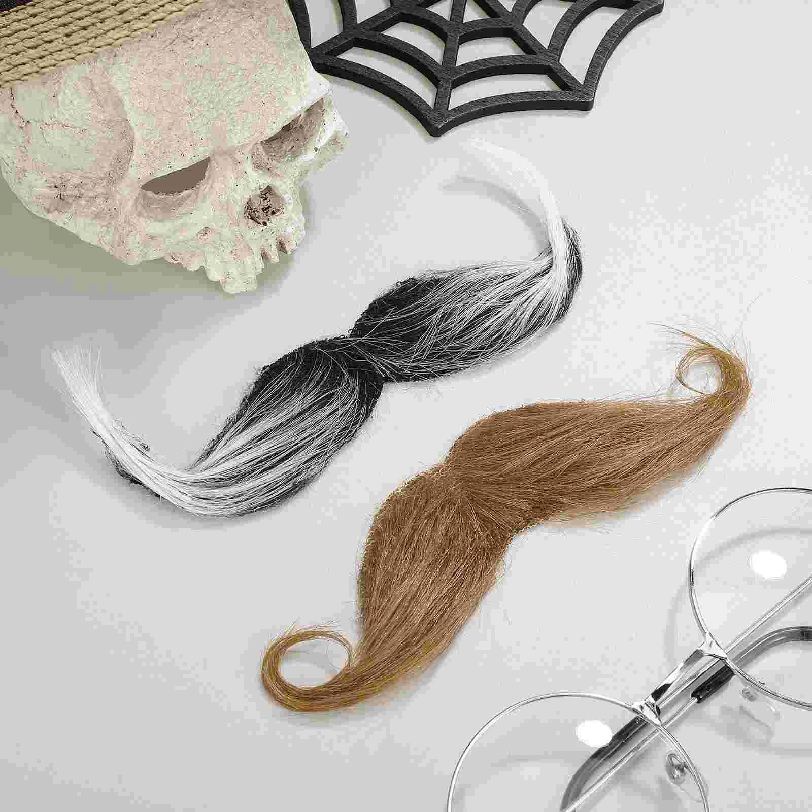 2 pezzi barba di Halloween finta per uomo costume baffi cosplay colorante panno per feste oggetti di scena anziani e