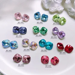 5pcs K9 Crystal Diamond Fat Square Multicut Luxury Sparkling Stereo Nail Decoration Shaped Pointed Bottom Jewel Accessories