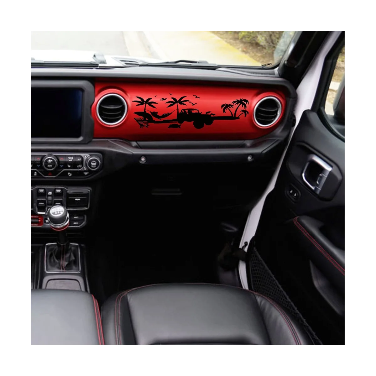 Dashboard Decal Glove Box Beach Scenery Vinyl Sticker Trim for Wrangler JL JT 2018-2023