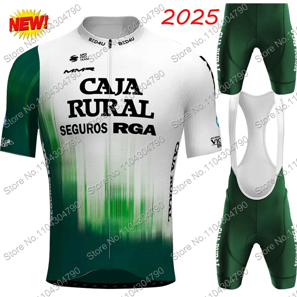 Caja Rural 2025 Team Cycling Jersey Set Summer Cycling Clothing Men's Kit Road Bike Shirts Suit Bicycle Bib Shorts MTB Uniform