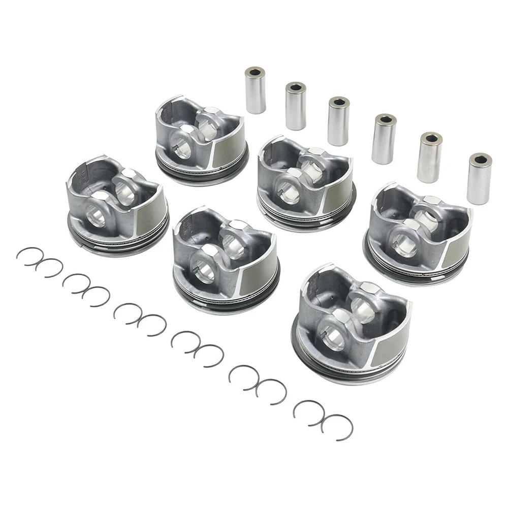 6pcs Pistons & Rings Set A2720304017 A2720301018 2720300117 2720303717 for Mercedes-Benz E-CLASS W212 W211 M272 E25 E30 Engine